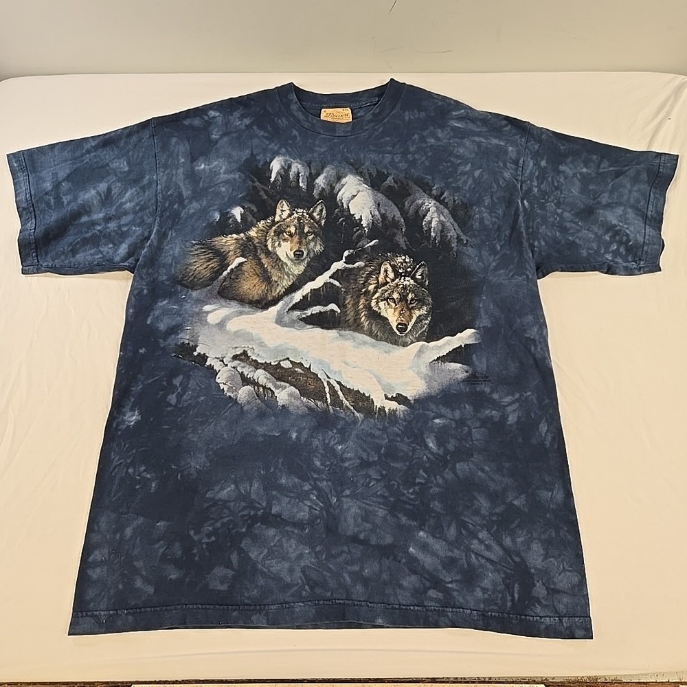 Vintage 1999 The Mountain Wolves Blue Tie Dye Tshirt Size XXL